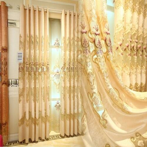 2021 New European-style Sunil Large Hollow Water-soluble Embroidery Curtains for Living Dining Room Bedroom