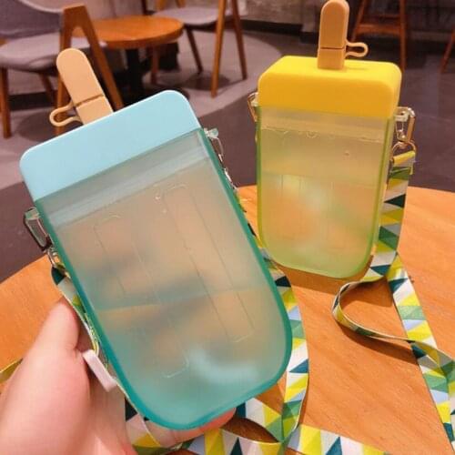 Cute Straw Cup New Plastic Popsicle Water Bottle Outdoor Transparent Juice Drinking Cup Creative Student Mug for Adult Children