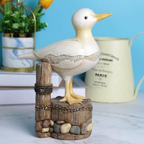 Resin Seagull Figurine Rustic Vintage Ornaments Coastal Beach Home Decorations JW