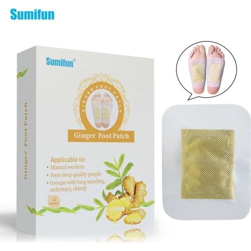Sumifun 12Pcs/Box Ginger Detox Foot Patch Bamboo Vinegar Pads Improve Sleep Beauty Health Care Slimming Plaster K03001