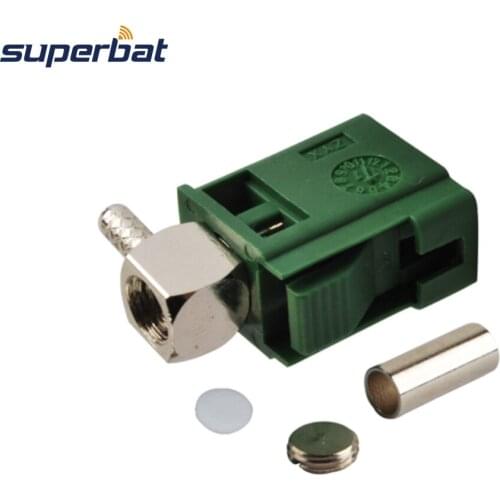 Superbat 10pcs Fakra Jack Female right angle Green /6002 Car TV1 Connector for Coaxial Cable RG316 RG174 LMR100