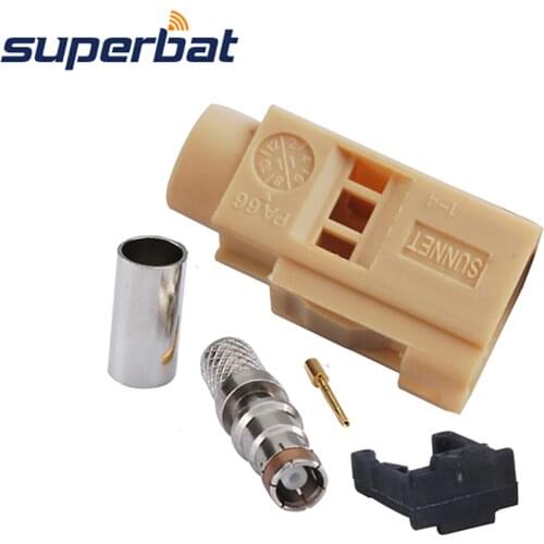 Superbat Fakra I Beige/1001 Jack Crimp RF Connector for Bluetooth for Caxial Cable RG58 LMR195