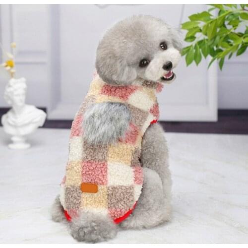 Warm Fleece Dog Clothes Pet Coat Plush Vest With Pompom Thicken Jacket Chihuahua Yorkies French Bulldog For Small Medium Dogs