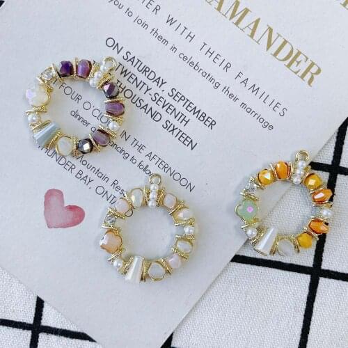 Retro spring and summer round colored alloy zircon beads pendant material DIY handmade jewelry accessories