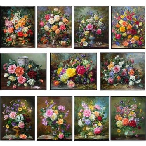 Embroidery Counted Cross Stitch Kits Needlework - Crafts 14 ct DMC Color DIY Arts Handmade Decor - Flowers by Albert Williams