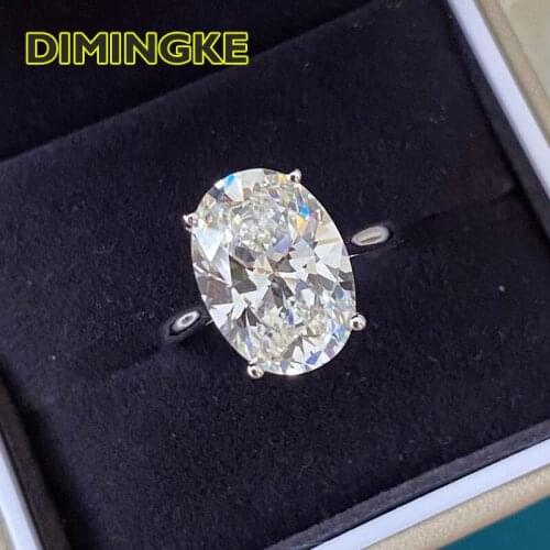 DIMINGKE Super Flashing Oval Big Diamond Woman Ring 100%-S925 Sterling Silver Wedding Engagement Party Fine Jewelry