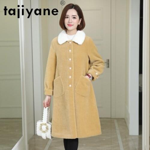 Women Coat Winter Real Fur Coats Woman 100%wool Jackets Womens Mink Fur Collar Parkas Female Clothes Abrigo Mujer TN772