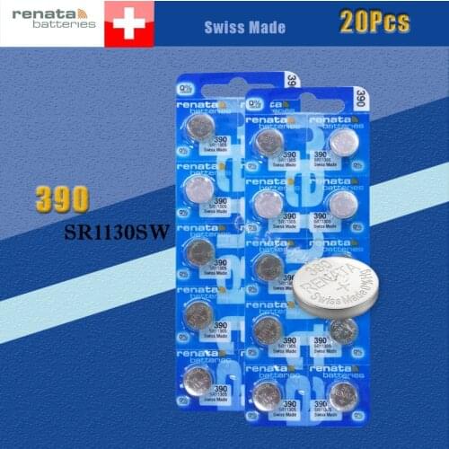 20 X renata Silver Oxide Watch Battery 390 SR1130SW 1130 1.55V 100% original brand renata 390 renata 1130 battery