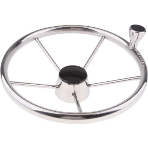 5-Spoke 3/4inch Shaft Boat Steering Wheel, Stainless Steel Heavy Duty