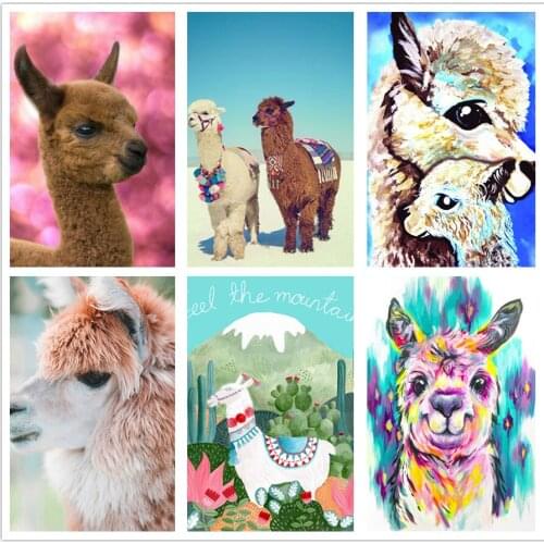 5D DIY Full Drill Diamond Painting Alpaca Animal Diamond Embroidery Animals Cross Stitch Set Mosaic Art Handmade Home Decoration