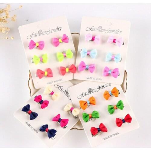 6pcs / lot Childrens bowknot headdress baby safety clip bangs broken hair clip baby hair accessories