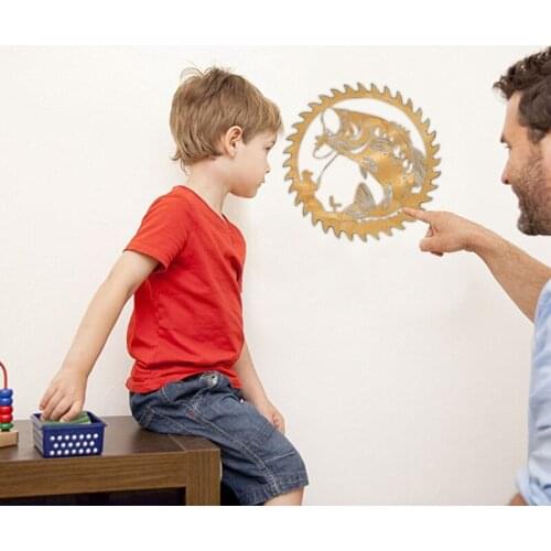 ABZS Stainless Steel Fishing Pendant Fathers Day Gift Wall Hanging for Bedroom Living Room Decor Dad Gifts for the Fisherman