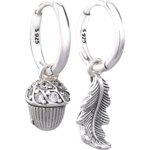 Ajax Charms 925 Sterling Silver Oak Tree Dangle Little Hoops Earrings 2021 Trend Women Fine Jewelry Making Luxury Girls Gift