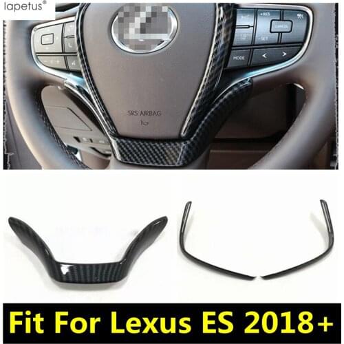 Lapetus Auto Steering Wheel Shape U Strip Molding Cover Kit Trim ABS Carbon Fiber Look Accessories For Lexus ES 2018 - 2021