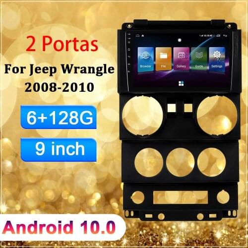 Car Navigator FOR Jeep Wrangle 2008-2010 Android 10 9 Inch GPS Free Latest Europe Maps Navigation Video Radio DVD Player