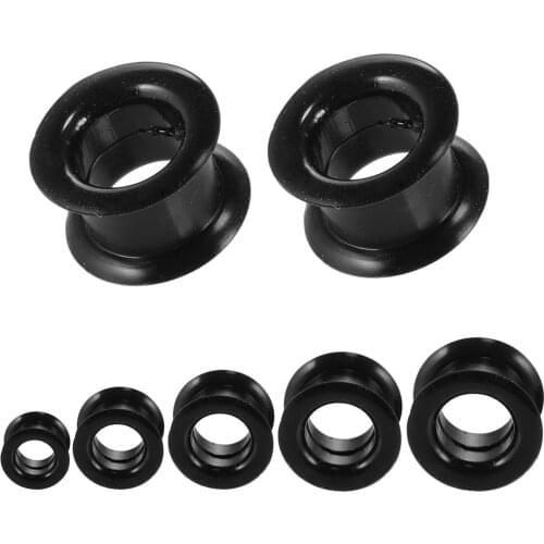 1Pair 3-40mm Silicone Black Flexible Double Flared Ear Plugs Tunnels Ear Gauges Expander Stretcher Earrings Ear Piercing Jewelry
