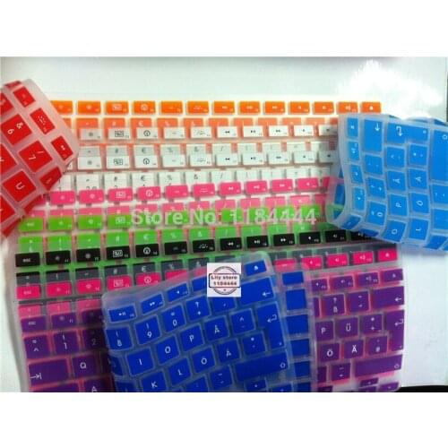 Swedish letter colorful Silicone EU/UK Keyboard Cover Skin Protector sticker film for apple MacBook air Pro 13 15 17