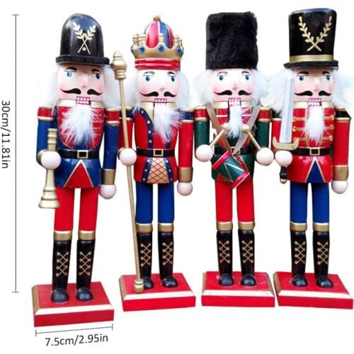 1pcs Handpainted Wooden Nutcracker Figurines Doll Soldier Christmas Decorations Child Gift Home Decoration Accessories Modern