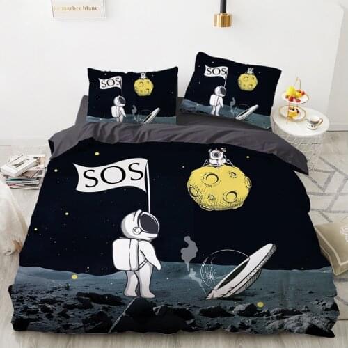 Cartoon Childrens Bedding set for kids baby girls Duvet cover set pillow case Bed linens Quilt cover 135 140x200 Space SOS
