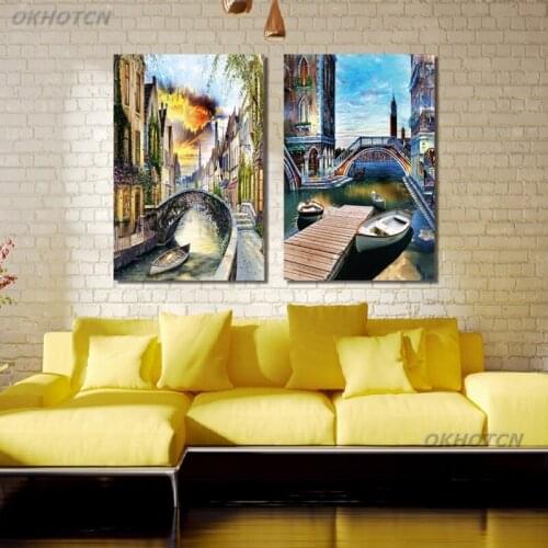 Home Decorations Venice Water City Landscape Oil Drawing Print Poster Wall Art Canvas Painting Modular Picture For Living Room