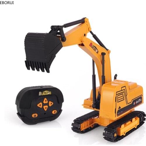 EBORUI RC Car 2.4Ghz 6CH 1:24 RC Excavator Mini RC Truck Alloy Metal Simulated Excavator w/ 3D Models LED Light Gift Toy for Kid