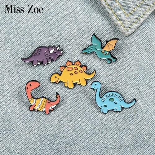 Dinosaur Park Enamel Pins Custom Adventure Brooches Bag Clothes Lapel Pin Beast Badge Wild Animal Jewelry Gift for Kids Friends