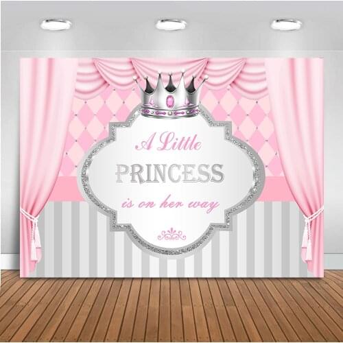 Neoback Royal Baby Shower Girl backdrop for Party Decoration Princess Crown Background for Photography Curtain Banner 486
