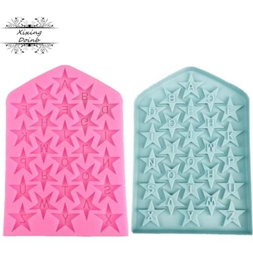 DIY star shape letter silica gel mold cake candy clay tool chocolate fudge cake decoration Tool kitchen baking goods