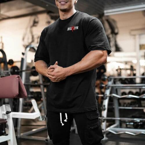 New Summer Oversized T shirt Men Gym Bodybuilding Fitness Loose Casual Lifestyle Wear T-shirt Male Streetwear Hip-Hop Tshirt