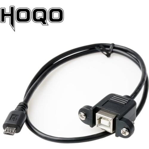 Micro USB 2.0 Male to USB 2.0 B Type Female Connector Cable 30cm 50cm With Panel Mount Hole Type B Female to Micro-B Male Cord