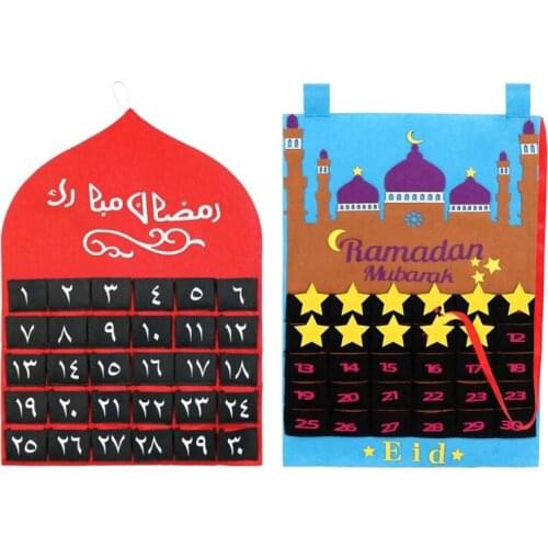 2021 Eid Ramadan Mubarak 30days Advent Calendar Hanging Felt Countdown Calendar R2JC