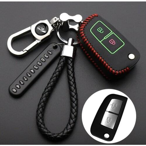 2 Button Leather Car key Cover For Nissan Qashqai X-trail Murano Maxima Altima Juke QUEST Livina Tiida Nismo Fob Case