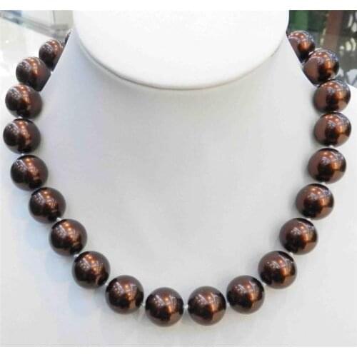 Beautiful 16mm Brown Coffee South Sea Shell Pearl Necklace 18" AAA
