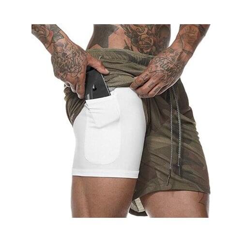 Summer Mens Double-layer Shorts Large Size Running Sports Fast Dry Breathable Fitness Cloth