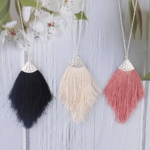 ZWPON Fashion Sweater Chain BOHO Tassel Necklace Long Tassel Necklace for Women Fashion Triangle Pendant Necklace Wholesale
