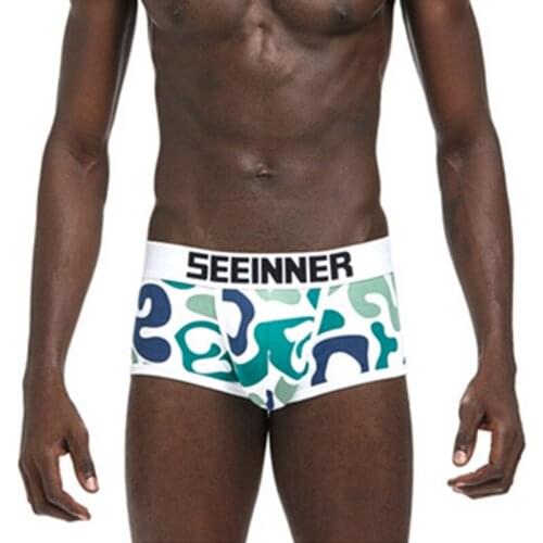 Mens Underwear Camo Bulge Pouch Boxer Trunks Sexy Low-rise Breathable Cotton Underpants Shorts Male Panties Cueca