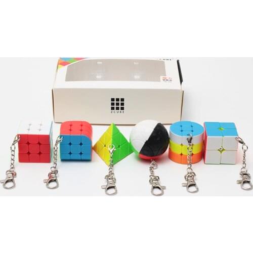ZCUBE Bundle 6PCS/Set Gift Pack Mini Magic Cube 2x2x2 3x3x3 magic ball Cylinder Keychain Puzzle Educational toys for Children
