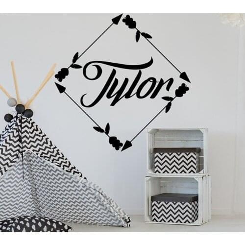 Custom Name Wall Decal Tribal Style Arrow Rustic Nursery Kids Bedroom Living Room Home Decor Art Mural Vinyl Window Sticker M462