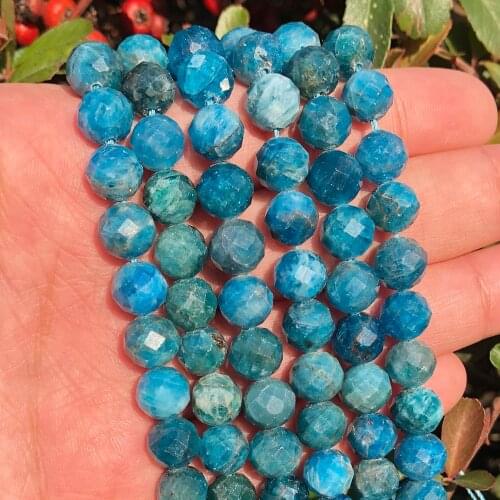 AA+ Natural Blue Apatite Gems Stone Beads 8mm Faceted Beads For Jewelry Making DIY Bracelet Necklace 7'' Strand