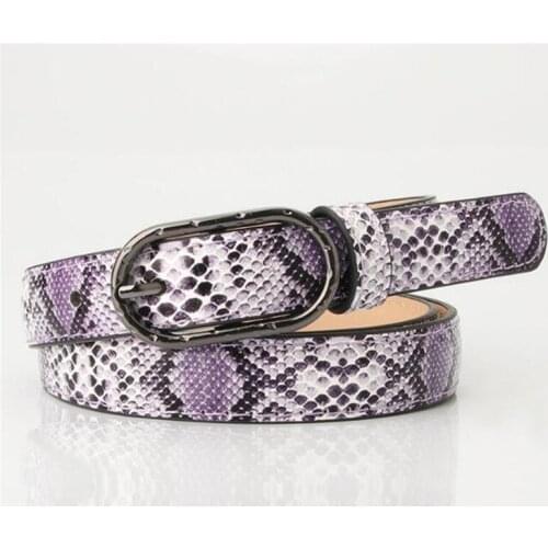 New 105cm * 1.9cm Snakeskin PU Style Belt Women Fashion Female Lady Casual Waistband Students Girdle Metal Buckle