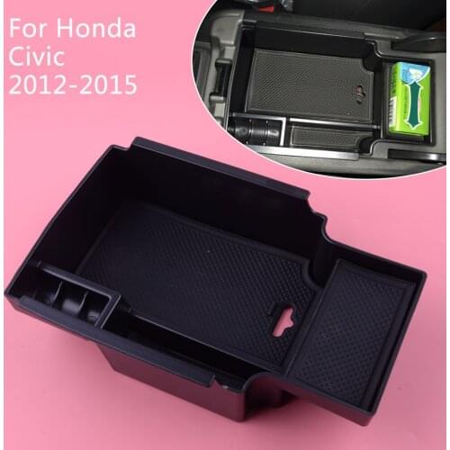 DWCX Car Center Armrest Box Organizer Storage Tray Insert Container ABS Black fit for Honda Civic 2013 2014 2015