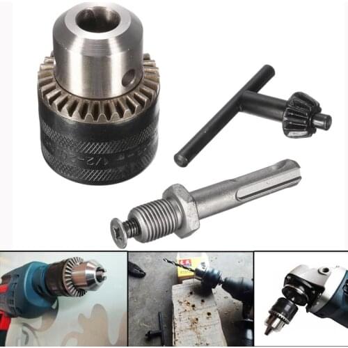 1.5-13mm Thread 1/2"-20UNF Rotary Hammer Drill Chuck Tool+ Key +SDS Plus Shank Electric Hammer Drill Conversion Chuck Set