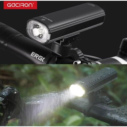 GACIRON 600LM Bike Front+Rear Light Cycling Helmet Mounting Warning Headlight Rechargeable Waterproof Bicycle LED Flashlight