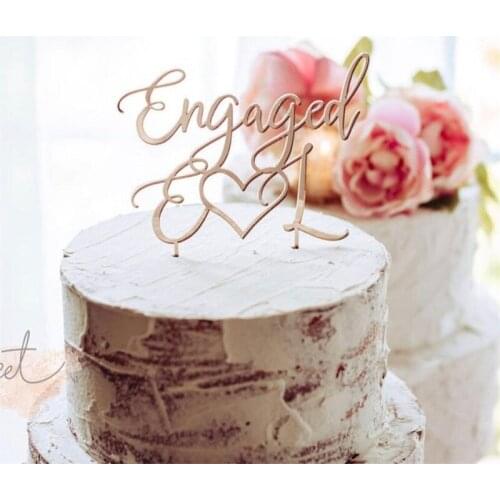 Personalized Engagement Cake Topper, Custom Engaged Cake Topper - We're Engaged - engagement party decorations - rose gold