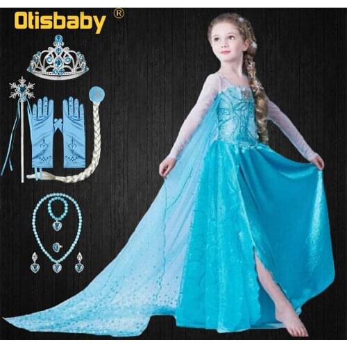 Girls Elsa Dress Evening Party Baby Girl Elza Pageant Tulle Long Sleeve Dress Toddler Girl Elsa Princess Birthday Party Dresses