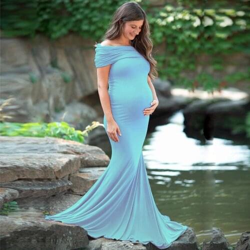 Shoulderless Maternity Dresses Photography Props Long Pregnancy Dress For Baby Shower Photo Shoots Pregnant Women Maxi Gown 2020