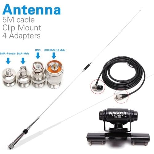 Nagoya NL-770R Walkie Talkie Mobile Radio Dual Band VHF UHF Antenna PL259 set and SMA-F SMA-M BNC SL16 Adapter