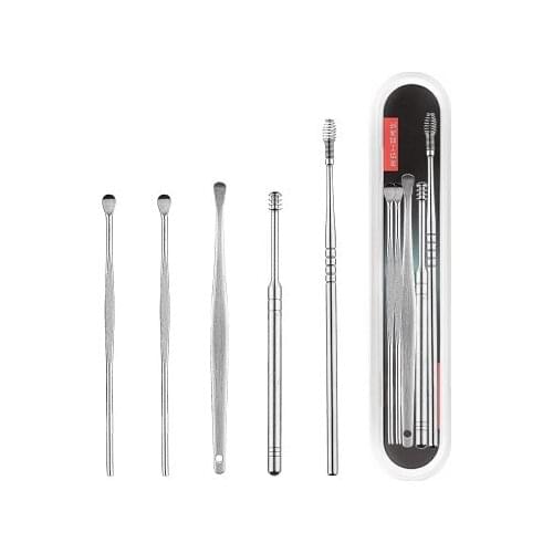 Portable Ear Cleaner Set Ear Cleaning Spiral Earpick Ear Wax Remover Ear Curette Spiral Ear Spoon Earpick Set Ear Cleaning Tools