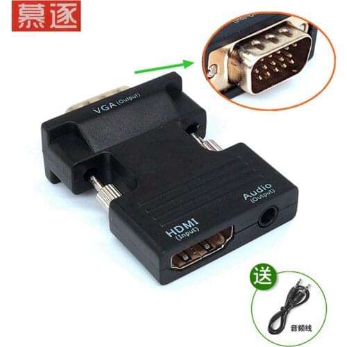 HDMI-compatible Female to VGA Male Converter with Audio Adapter Support 1080P Signal Output Convertor with Audio Cables
