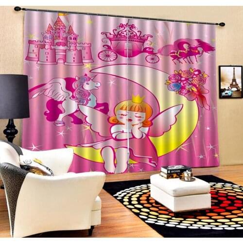 Pink curtains for girls room cartoon curtain 3D Blackout Window Curtains For Living Room office Bedroom Drapes Cortinas